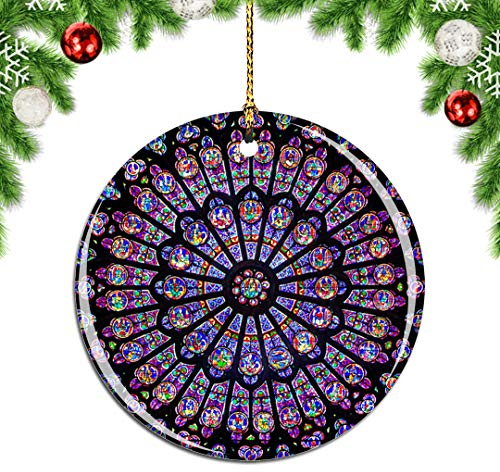 Weekino Frankreich Notre Dame de Paris Windows Weihnachtsdekoration Christbaumkugel Hängender Weihnachtsbaum Anhänger Dekor City Travel Souvenir Collection Porzellan 2,85 Zoll