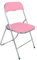 Folding Desk Chair Padded Light Weight Space Saving, Silver Frame, Faux Leather Padded Seat Rectangular Compact Folding Chair for Home Office Party School Library stool Lightweight Foldable (Pink)