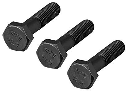 M10 x 50 mm testa esagonale sinistra viti bulloni di fissaggio in acciaio al carbonio nero 3 pezzi