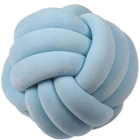 Nicole Knupfer Knot Kopfkissen Knotenkissen Plüsch Kissen Weiche Geknotetes Kissen Knoten Ball Kissen Dekor Bett Zimmer (Blau,27cm Durchmesser)
