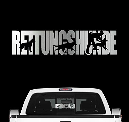 siviwonder Rettungshunde Hundesport Auto Aufkleber Hund Folie Mantrailing Suchhunde Farbe Silber Metallic, Größe 60cm