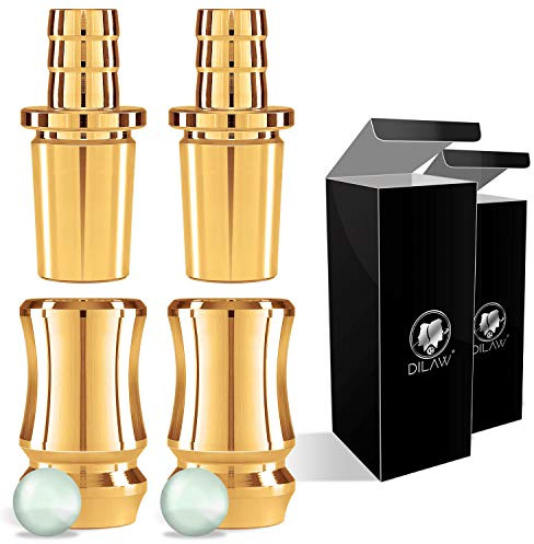 DILAW® Shisha TRIPHAN V2A Edelstahl Schlauchadapter 18/8 Schliff Set 2-teilig Universal Hookah Wasserpfeife zubehör, Menge:3er Pack, Farbe:Gold Edelstahl