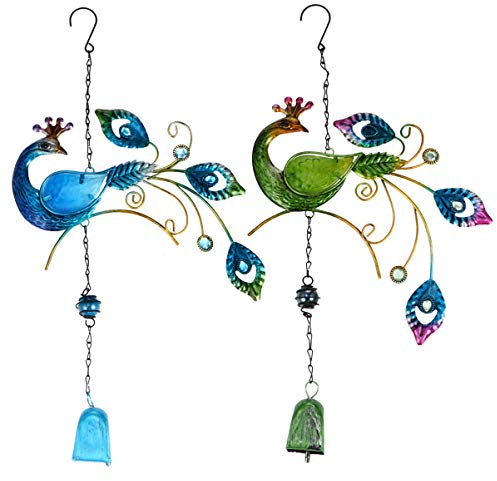 HEMOTON 2stücke Glaswindspiele Hängende Bemalte Windspiele Kreative Windspiele Windröhren Für Garten Metall Garten Metall