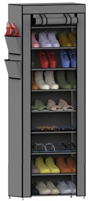 Organizador de Zapatos con 9 Baldas Blanco/Gris 60x30x158cm 7house