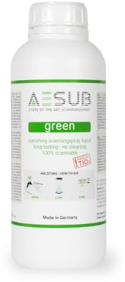 AESUB Green – Selbstverflüchtigendes 3D-Scanningspray für Sprühpistolen, pigmentfrei, homogene Schichtbildung, ideal für automatisierte Großflächen-Scans ohne Reinigung, Made in Germany