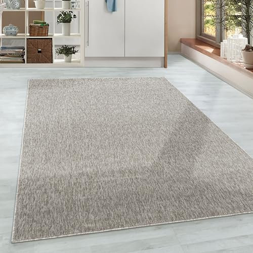 HomebyHome Teppich Wohnzimmer 120x170 cm Beige Einfarbig Meliert Design - Schlafzimmer Teppich Kurzflor Extra Weich Pflegeleicht Teppiche für Küche Esszimmer Büroteppich - Carpet Living Room