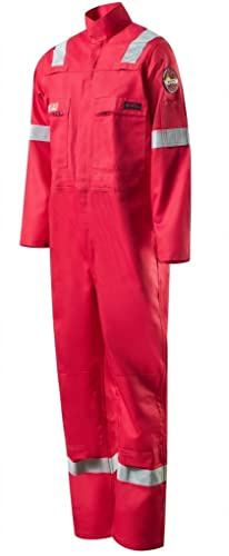 Roots Original Welders Overalls, Flame Resistant Flambuster Classic Mens Boilersuit Overalls - Red 48