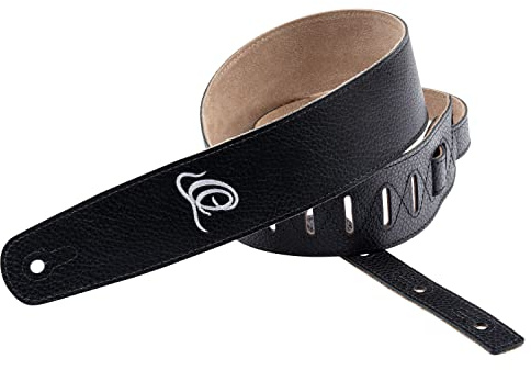 Ortega Guitars Gitarrengurt Länge Verstellbar - Akustik Gitarre / Bass, E-Gitarre, E-Bass - Suede Series - Wildleder, Relax Black (OSSU-60)