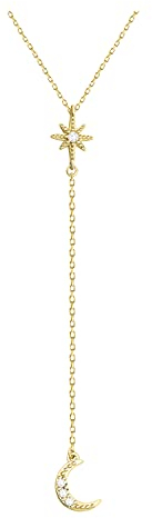 Sofia Milani - Damen Halskette 925 Silber - vergoldet/golden - mit Zirkonia Steinen - Mond Anhänger - N0452
