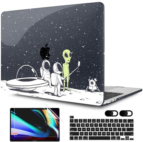 MEEgoodo Schutzhülle für MacBook Pro 13 Zoll, Hartschalen-Schutzhülle mit Tastatur und Kamera-Abdeckung, kompatibel mit 13 Zoll MacBook Pro A2338 M2/M1 A2251 A2289, Astronauten & Alien