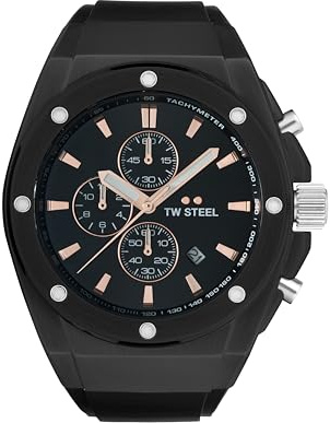 TW Steel CEO Tech Mens 44mm Quartz Chronograph Watch with Leather Strap