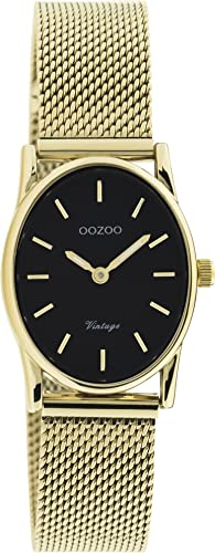 Oozoo Vintage Damen Uhr - Armbanduhr Damen mit 14mm Metallmesharmband - Analog Damenuhr Oval C20259