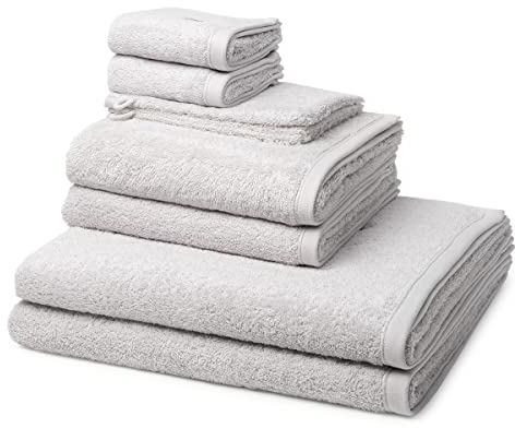 Ross - 8 teiliges Frottier-Set - Vita (2 X Wasch- 2 X Gäste- 2 X Dusch- 2 X Handtuch im Set) - 520 g/m2 - Baumwolle - Walkfrottee - saugstark - weich und flauschig - Silber