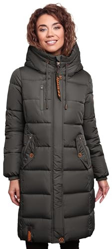 MARIKOO Damen Wintermantel Winterjacke mit Kapuze Steppmantel B941 [B941-Yuik-Anthrazit-Gr.XS]