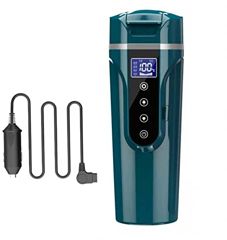 MAOTN Bollitore elettrico riscaldato per auto intelligente da 500 ml, scaldabagno portatile isolato, per riscaldare una tazza in acciaio inossidabile per tè/latte/acqua/succo,Green,500ML