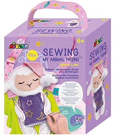 Avenir 6301818 DIY Nähset Stofftier, Sewing Schlummer Schaf, Umhängetier, Bastelset für Kinder, Kreativset, ab 6 Jahren