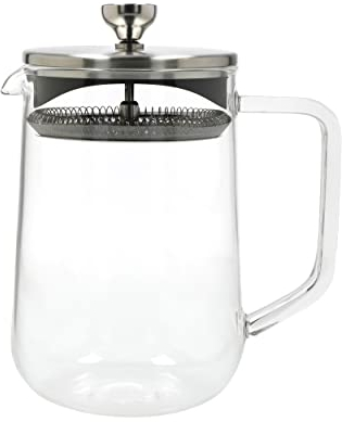La Cafetière Loose Leaf 4-Cup//1050ml Teapot with Lid, Heat-Resistant Glass Tea Infuser with Built-in Stainless Steel Filter for Tea Leaves and Ground Coffee Infusions