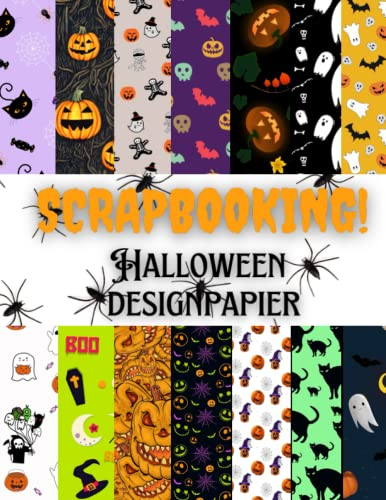 Scrapbooking Halloween Designpapier: Motivpapier Scrapbooking Halloween | Din A4 mit 20 doppelseitige Seiten I Ideal für Scrapbooking, Basteln I Designpapier I DIY Karten | Dekoratives Bastelpapier