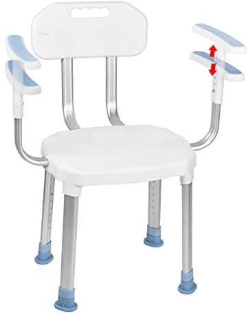 Froadp Duschhocker Duschstuhl Anti-Rutsch Badhocker mit Verstellbaren Armlehnen & Rückenlehne Badestuhl Duschsitz Badsitz Duschhilfe für Senioren Behinderte und Schwangere Tragfähigkeit 150kg (Typ B)