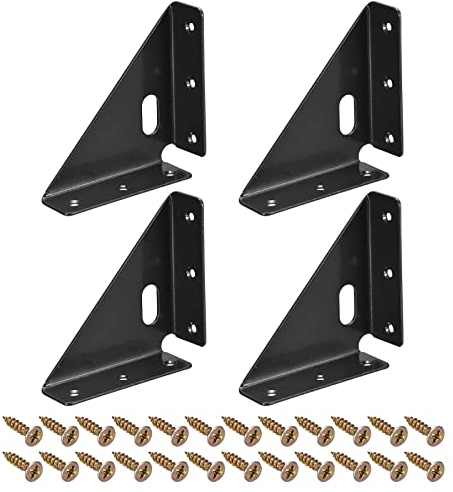 uxcell Winkel-Eckwinkel, 86 mm x 86 mm, kaltgewalzte Stahlstreben, Verbindungsstütze mit Schrauben für Schreibtisch, Bettkante, Schwarz, 4 Stück