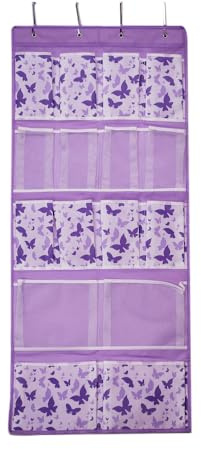 KANCNT Über die Tür Speicher Organizer mit 4 Arten von Taschen, Hinter Tür hängender Halter Regal für Schuhe, Socken, Hut, Unterwäsche Im Schrank Schlafzimmer Badezimmer Pantry Eingang, Lila