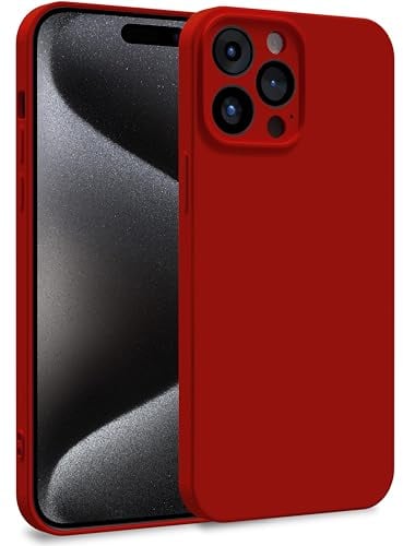 MyGadget Hülle kompatibel mit iPhone 15 Pro Max - Zweilagige Handyhülle mit Kameraschutz - Cover mit Innenfutter & Silikon außen - Rot