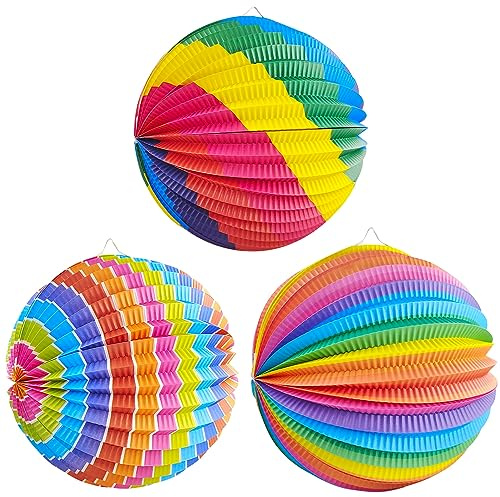 Laterne mit Bunten Motiven 3 Stück Ø 25cm | Papierlaterne für Sankt Martin und Halloween Dekoration,Bunten Laterne Papier,Martinslaterne Laternenumzug