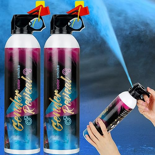 RISEMART Gender Reveal Smoke Cannons, Biodegradable Powder Confetti Cannon Party Poppers for Baby Shower, Wedding, Birthday, Party, Christmas (2 Pack, Blue)