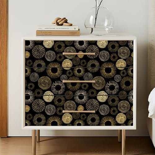 ZQMHCY Gelb-Schwarz Tapete Vliestapete Klebefolie Möbel Abzuziehen Selbstklebend für Wohnzimmer 45x300cm