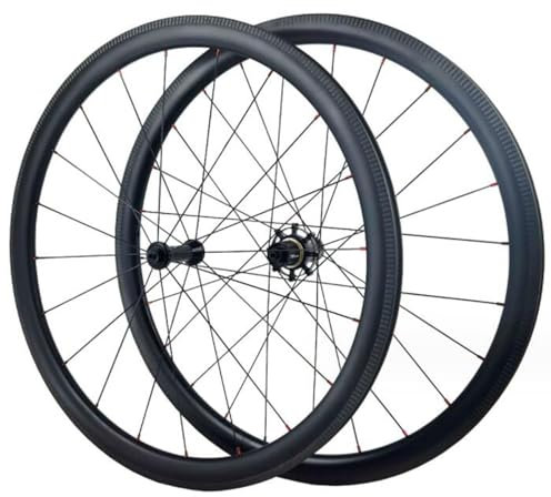 ZECHAO 700C Rennrad Laufradsatz Aus Kohlefaser,Scheibenbremse Vorne 20 Hinten 24 Löcher C/V-Bremse Schnellspanner 23C-38C Reifen Fahrrad-Rennrad 1700G (Color : Black, Size : 50mm)