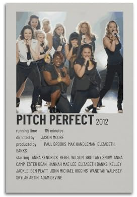 Pitch Perfect Filmposter auf Leinwand, Raumdekoration, Poster für Schlafzimmer, Wohnzimmer, Wände, 30 x 45 cm, ungerahmt