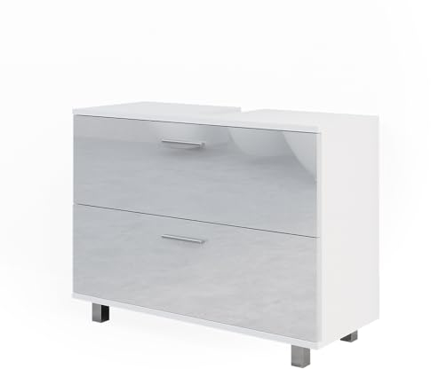Vicco Meuble sous Vasque Simple Ilias, Blanc Haute Brillance, 80.2 x 60.8 cm