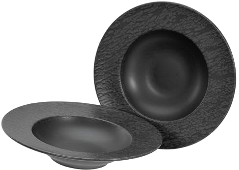 CreaTable, 21825, Serie Schiefer black, 2-teiliges Geschirrset, Teller Set aus Steinzeug, spülmaschinen- und mikrowellengeeignet, Made in Portugal