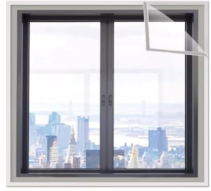 Kit Aislante Termico Ventanas, Película Aislante for Ventanas de Invierno, Sellado Cálido Transparente, for Balcón, Cocina (Color : A, Size : 120x150cm-47x59in)