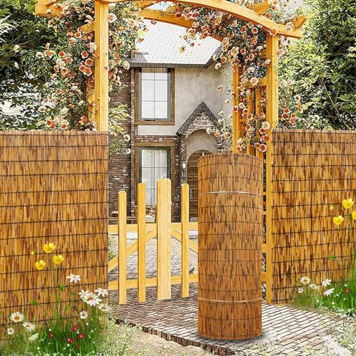 Balkon Sichtschutz Bambus Matten Schilfrohrmatte 90x600 80x800 100x140 90x400 140x300 Natürliches Schilfzaun Strandflair Sichtschutzzaun für Deck Garten Terrasse Pool Geländer - Custom Size - Brown