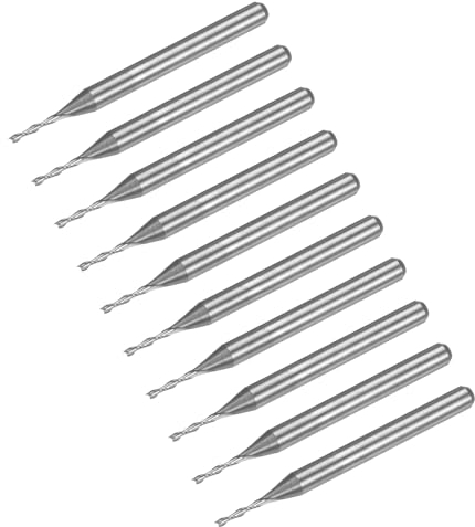 sourcing map 10pcs Spiral CNC Router Bits 1.0mm Diameter 1/8 Shank Up Cut 2 Flutes Solid Carbide End Mill Milling Bits with 6mm Cut Length for Wood Plastic Soft Metal Aluminum