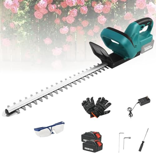 21V Cordless Electric Hedge Trimmer Lawn Mower, Double blade hedge trimmer, with Rechargeable Battery, for Lawn Edging, Leaf Pruning and Hedge Trimming