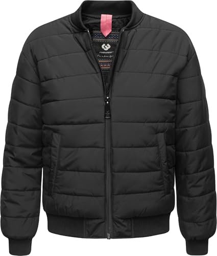 Ragwear Damen Winterjacke wasserdichte Kurze Bomberjacke mit wasserdichtem Reißverschluss Bombina YOUMODO Black Gr. L