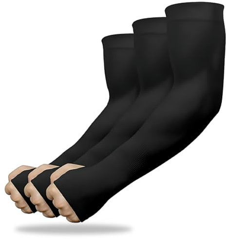 AIOELUV 3 Paires Manchette Gaming Manchette Bras Avec Protection Uv Et Trou Pour Le Pouce Gants De Protection Contre L'Humidité Pour Couvrir Les Bras Pour Le Cyclisme La Pour Homme Et Femme Noir