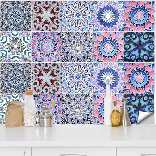 QUCUMER 20 Pezzi Adesivi per Piastrelle 15x15cm, Piastrelle Adesive Impermeabile, Mattonelle Adesive Cucina, Piastrelle Adesive Muro, per Decorazione da Parete per Cucina Bagno e Camera da Letto