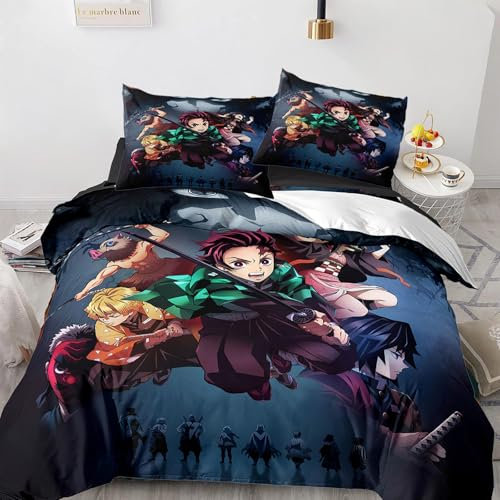 PYTRARTY Demon Bettwäsche,Demon Kinderbettwäsche 200X135,Demon Kissenbezug 80X80cm 2 Teilig,Anime Bettwäsche Kinder,Demon Bettbezu Kinder,Halloween Bettwäsche.