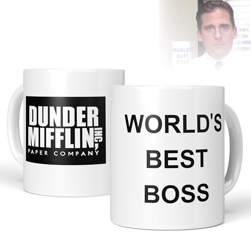LA CASA DE LAS TAZAS® Taza World’s Best Boss - Inspirada en The Office - Para los mejores jefes del mundo- Regalo gracioso -Regalo despedida - Regalo frases graciosas -Regalo oficina - Regalo humor