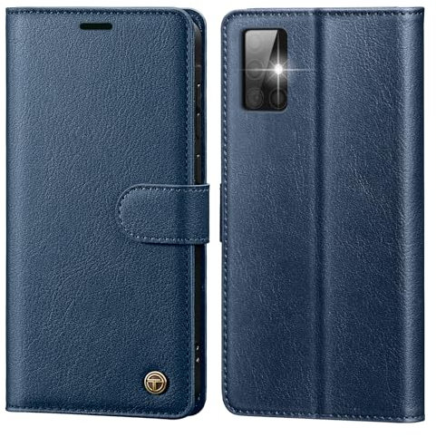 CASBST Handyhülle für Samsung Galaxy A51 4G Hülle, Hochwertig Leder Schutzhülle Klappbar für Samsung A51 Flip Case mit Kartenfach Ständer Magnet Handytasche mit RFID Klapphülle für Galaxy A51 Blau