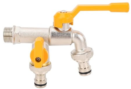 Robinet 1 entrée 2 sorties 3/4 entrée 25 mm robinet d'eau en laiton pour extérieur jardin, maison, balcon