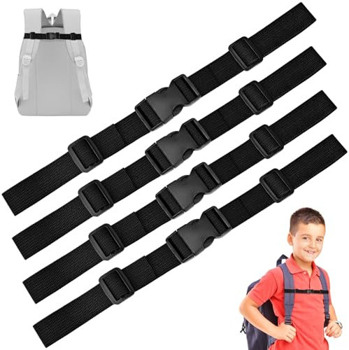 FLEXNOVA Brustgurt Rucksack Kinder,4 Stück Step By Step Brustgurt Nylon Brustgurt Rucksack Schwarz Rucksack Brustgurt Nachrüsten Brustgurt für Rucksack Brustgurt für Schulrucksack Wanderungen Im Freie
