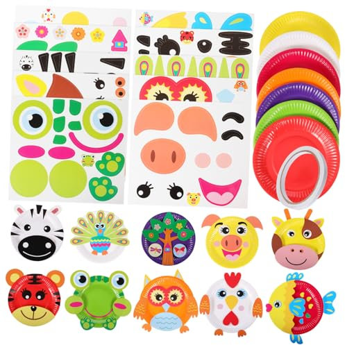 VANZACK Animal Paper Plate Stickers for Boy Girl Crafts Ages and Boys Paper Plate Sticker Art Projects DIY Craft Supplies for and Girls