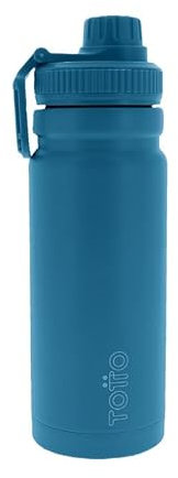 TOTTO - Botella de Agua Acero Inoxidable, 550 ml, Modelo Jet, Botella Deportiva con Asa de Agarre, Cierre Hermético, Botella Térmica, Mantiene tus Bebidas Frías o Calientes, Color Marine Jade