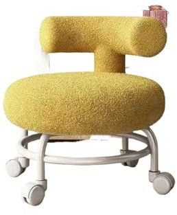 GIYXHU Tabouret à roulettes Tabouret Roulant avec Dossier escabeau Chaise Roues for Salon(Yellow)