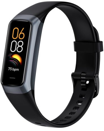 Fitness Tracker Activity Tracker 1.10''AMOLED Touch Color Screen,Smart Watch with 24/7 Blood Oxygen Heart Rate and Sleep Monitor,IP68 Waterproof,Step Counter Health for Women Men (Carbon black).