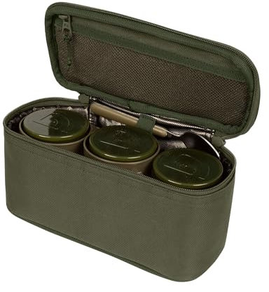 Trakker NXG Brew Kit | Carp Fishing | Foil Lined Carry Pouch | For Tea Coffee Sugar | 2 Plastic Cups | Teaspoon | 3 Glug Pots | N-Dura Fabric | Grab Handle | Heavy Zips | Waterproof base